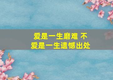 爱是一生磨难 不爱是一生遗憾出处